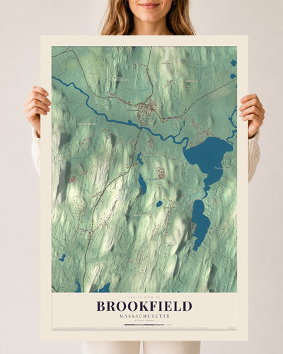 Brookfield, Massachusetts map print - 24 x 36 archival matte print