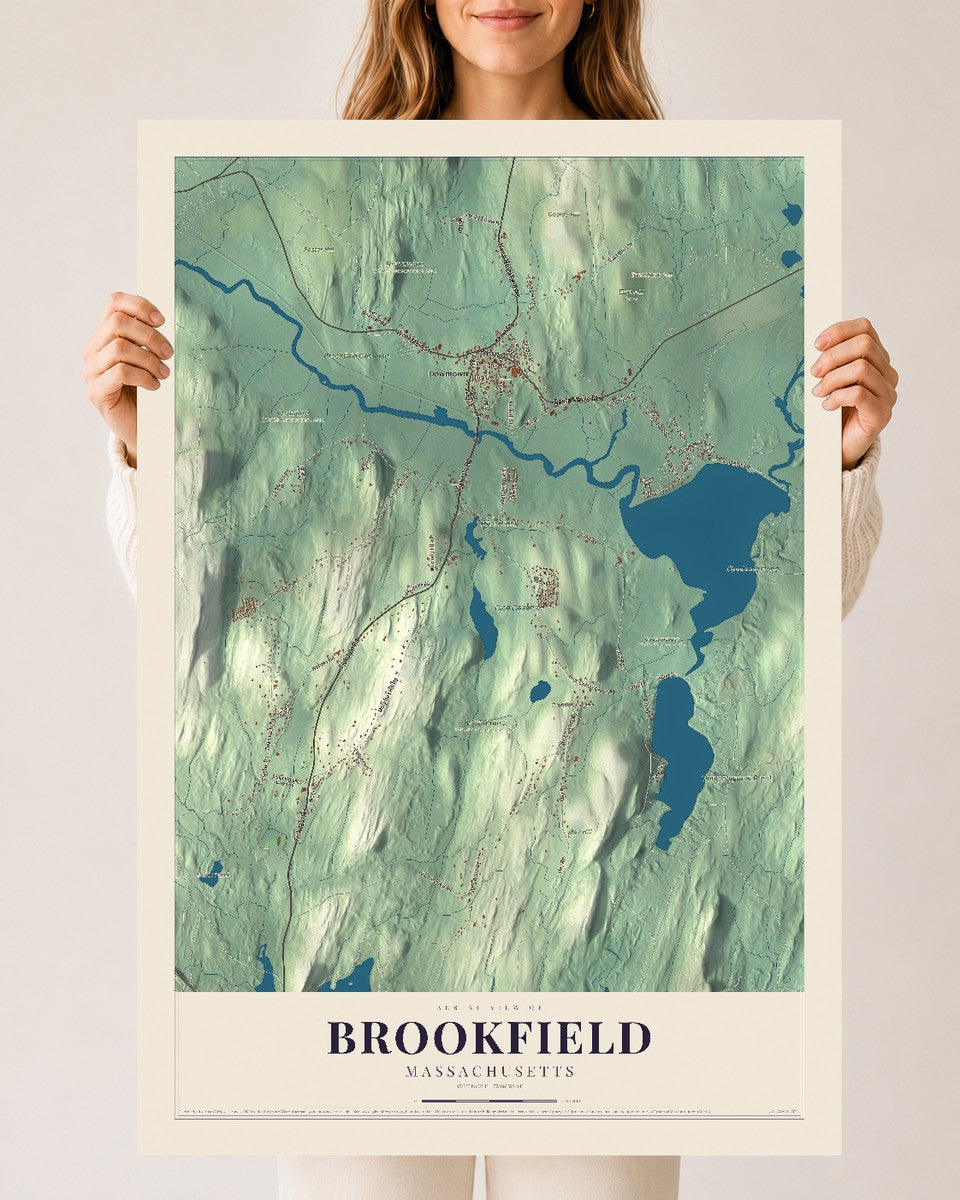 Brookfield, Massachusetts map print - 24 x 36 archival matte print