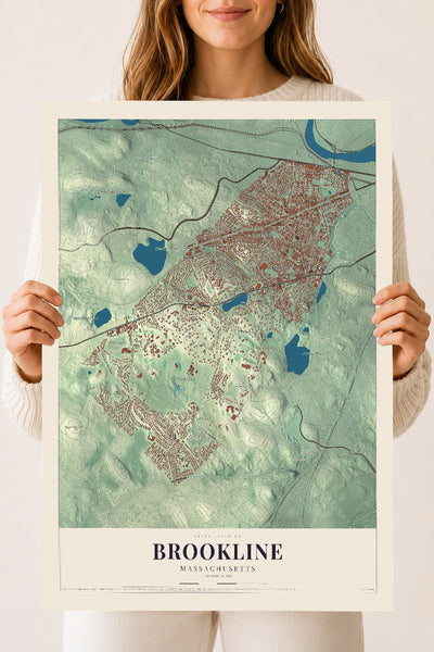 Brookline, Massachusetts map print - 18 x 24 archival matte print