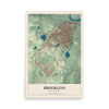 Map of Brookline, Massachusetts, 12 x 18 inch unframed archival matte print