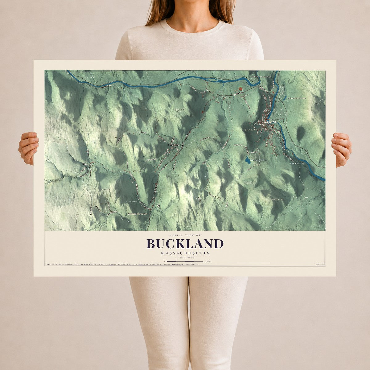 Buckland, Massachusetts map print - 24 x 36 archival matte print