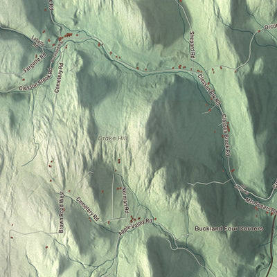 Terrain and local geography detail from the Buckland, Massachusetts map