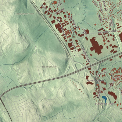 Terrain and local geography detail from the Burlington, Massachusetts map