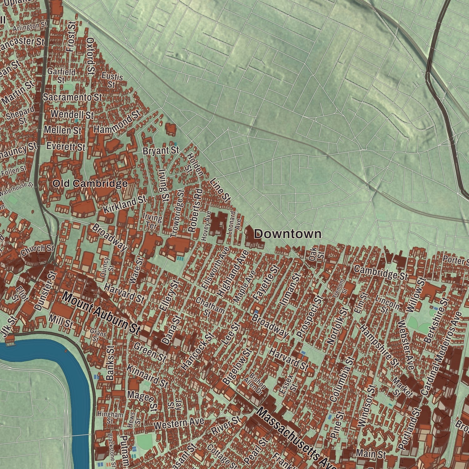 Street and neighborhood detail from the Cambridge, Massachusetts map