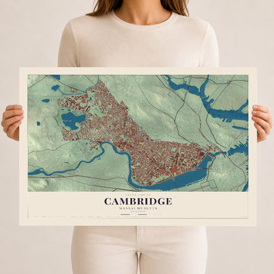 Cambridge, Massachusetts map print - 12 x 18 archival matte print