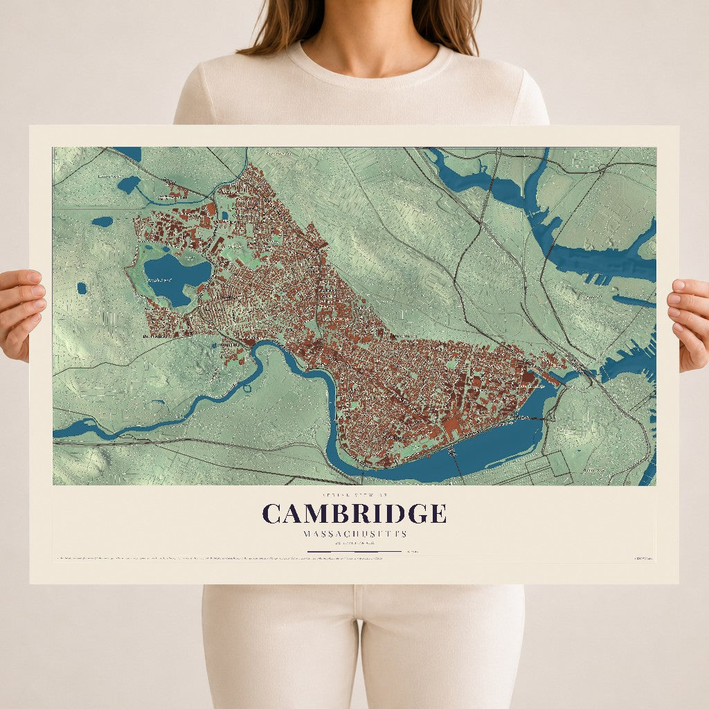 Cambridge, Massachusetts map print - 18 x 24 archival matte print