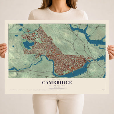 Cambridge, Massachusetts map print - 18 x 24 archival matte print