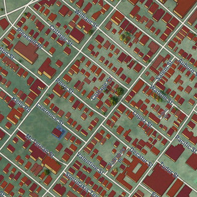 Close-up of the map of Cambridgeport, Massachusetts print showing street and building detail