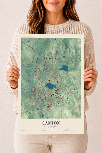 Canton, Massachusetts map print - 12 x 18 archival matte print