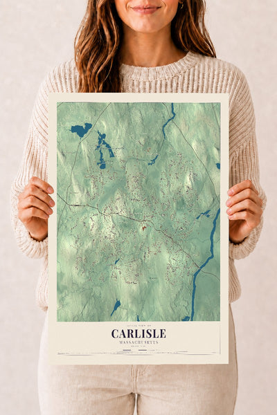 Carlisle, Massachusetts map print - 12 x 18 archival matte print