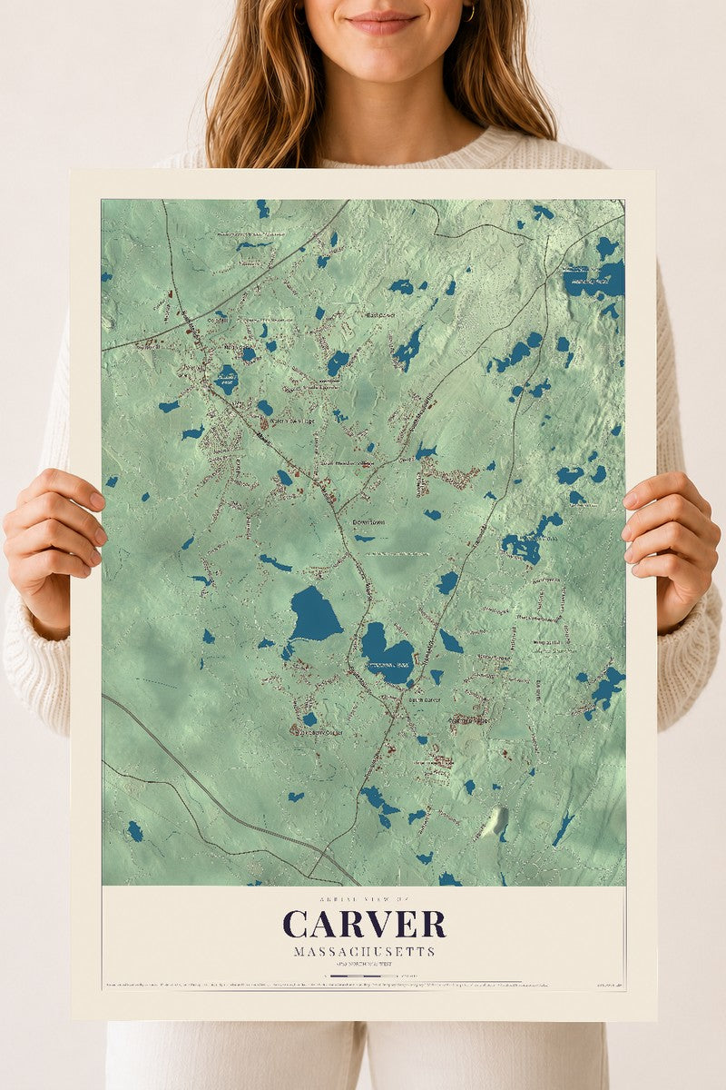 Carver, Massachusetts map print - 18 x 24 archival matte print