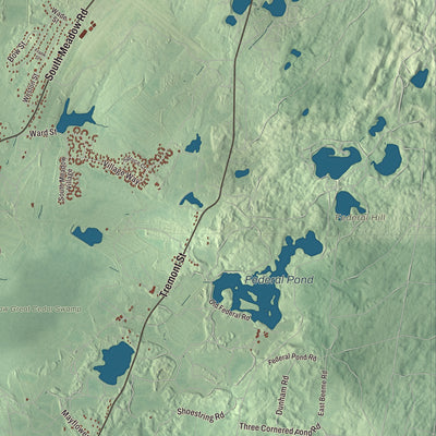 Terrain and local geography detail from the Carver, Massachusetts map