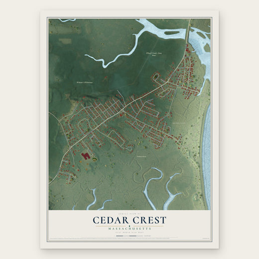 Cedar Crest, Massachusetts map print, the full design