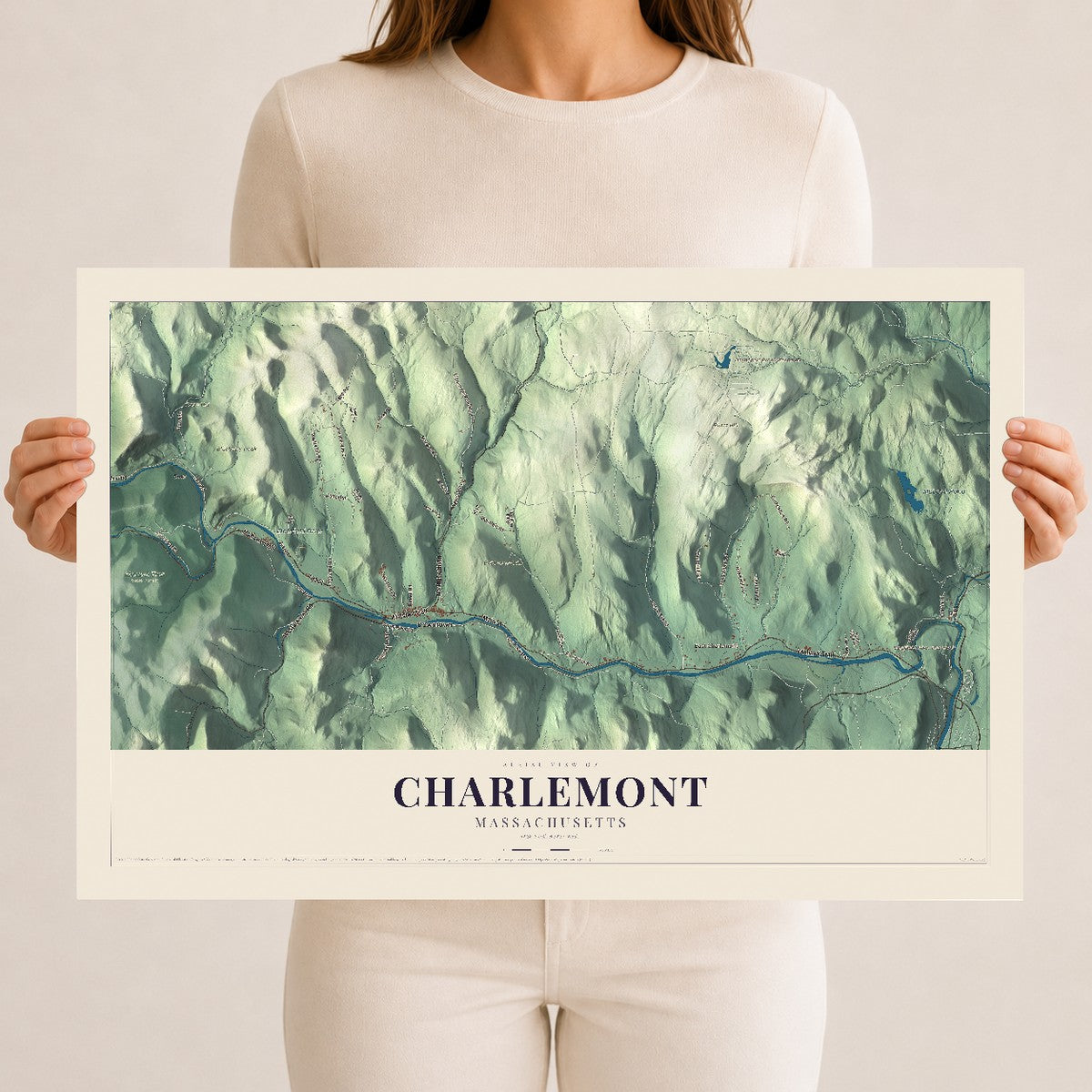 Charlemont, Massachusetts map print - 12 x 18 archival matte print