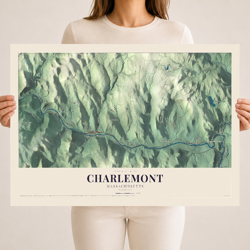 Charlemont, Massachusetts map print - 18 x 24 archival matte print