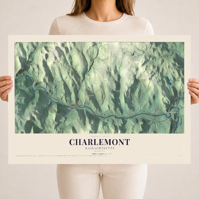 Charlemont, Massachusetts map print - 18 x 24 archival matte print