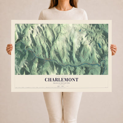 Charlemont, Massachusetts map print - 24 x 36 archival matte print