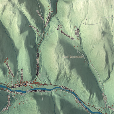 Terrain and local geography detail from the Charlemont, Massachusetts map