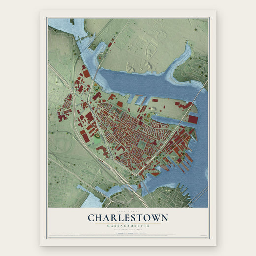 Charlestown, Massachusetts map print, the full design