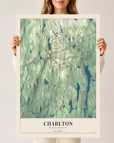 Charlton, Massachusetts map print - 24 x 36 archival matte print