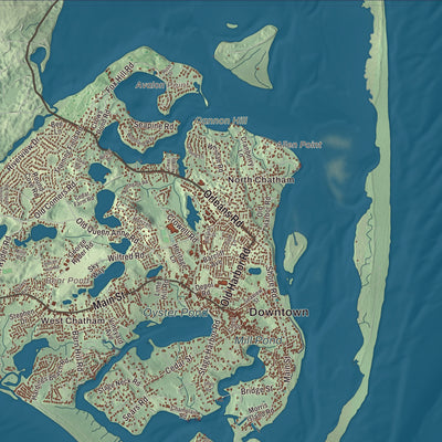Terrain and local geography detail from the Chatham, Massachusetts map