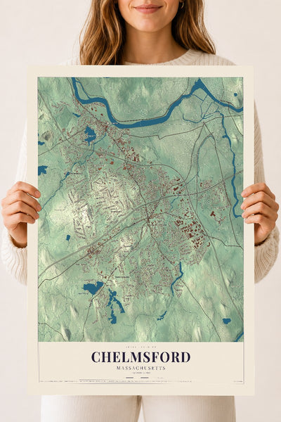 Chelmsford, Massachusetts map print - 18 x 24 archival matte print
