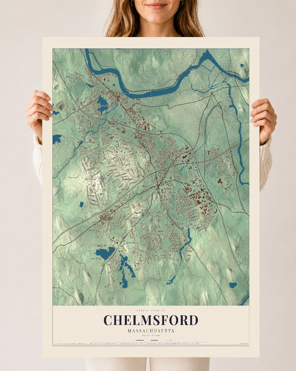 Chelmsford, Massachusetts map print - 24 x 36 archival matte print