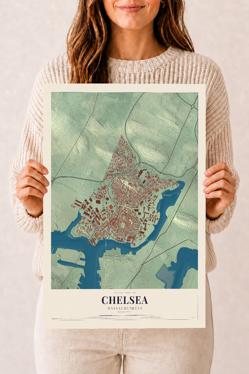 Chelsea, Massachusetts map print - 12 x 18 archival matte print