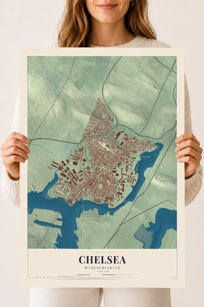 Chelsea, Massachusetts map print - 18 x 24 archival matte print