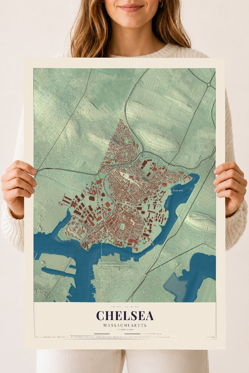 Chelsea, Massachusetts map print - 18 x 24 archival matte print