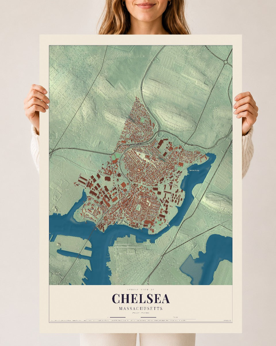 Chelsea, Massachusetts map print - 24 x 36 archival matte print