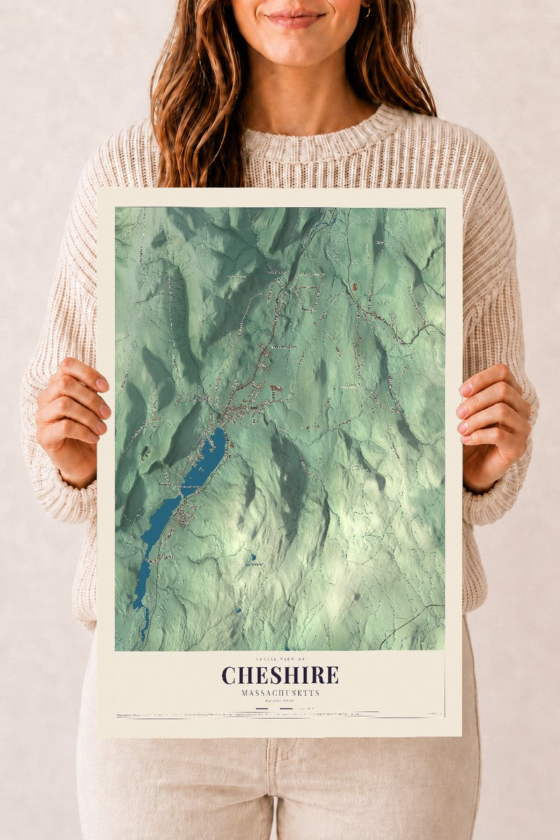 Cheshire, Massachusetts map print - 12 x 18 archival matte print