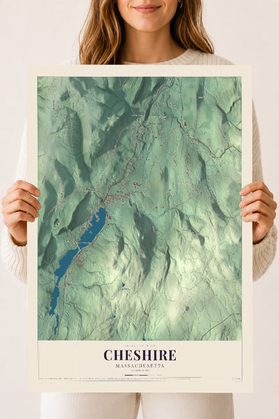 Cheshire, Massachusetts map print - 18 x 24 archival matte print