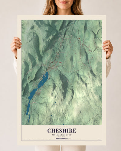 Cheshire, Massachusetts map print - 24 x 36 archival matte print