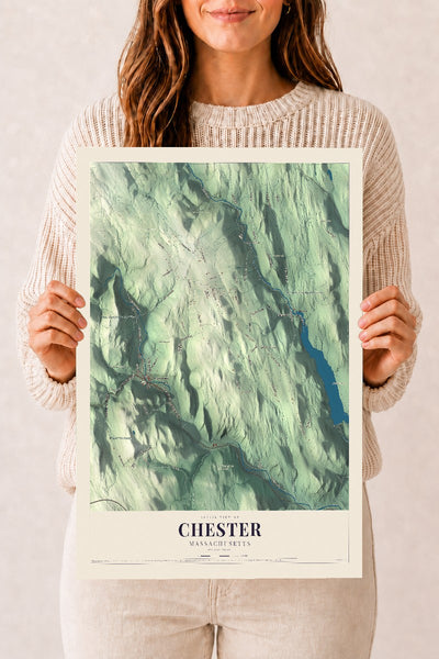 Chester, Massachusetts map print - 12 x 18 archival matte print