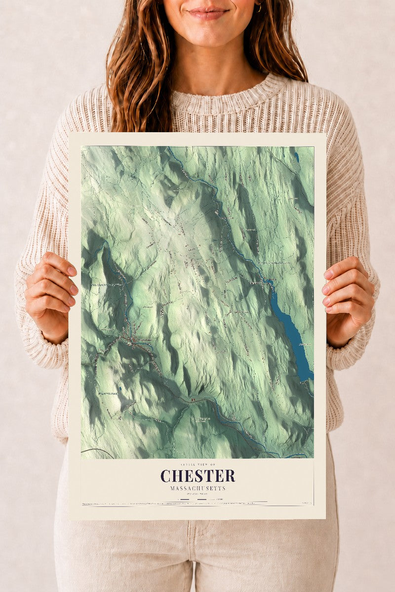 Chester, Massachusetts map print - 12 x 18 archival matte print