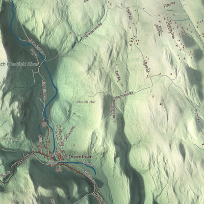 Terrain and local geography detail from the Chester, Massachusetts map