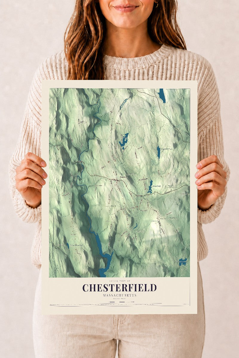 Chesterfield, Massachusetts map print - 12 x 18 archival matte print