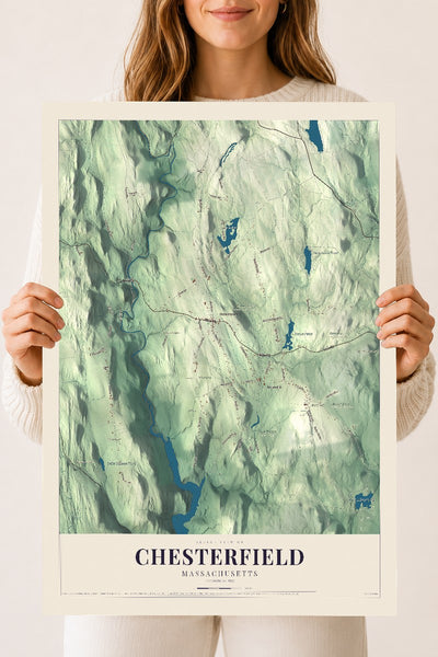 Chesterfield, Massachusetts map print - 18 x 24 archival matte print
