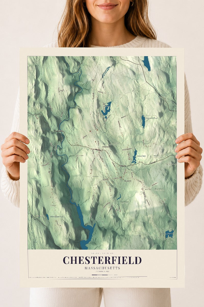 Chesterfield, Massachusetts map print - 18 x 24 archival matte print