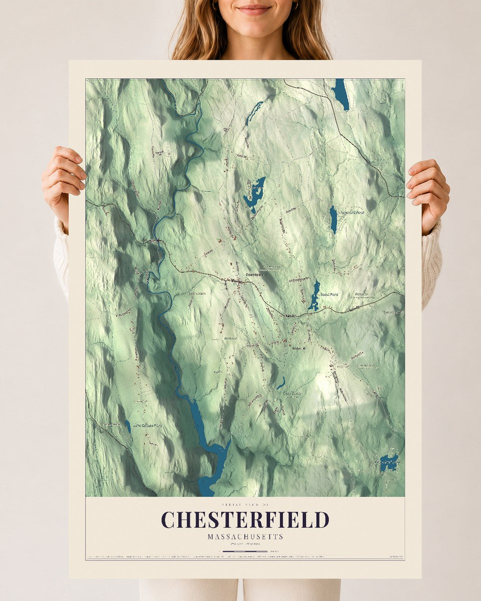 Chesterfield, Massachusetts map print - 24 x 36 archival matte print
