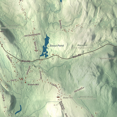 Terrain and local geography detail from the Chesterfield, Massachusetts map