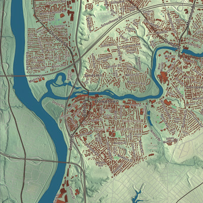 Street and neighborhood detail from the Chicopee, Massachusetts map