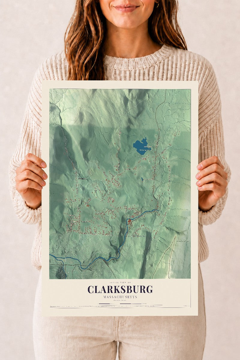 Clarksburg, Massachusetts map print - 12 x 18 archival matte print