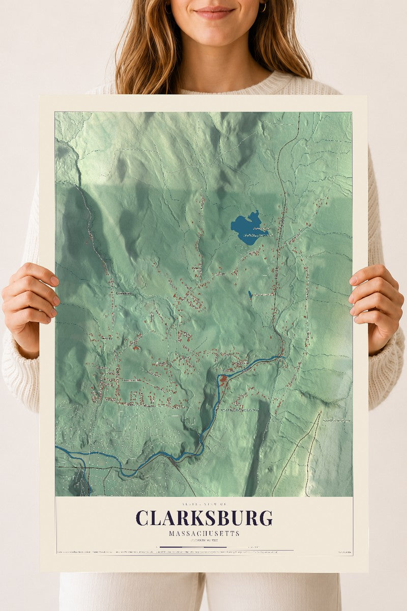 Clarksburg, Massachusetts map print - 18 x 24 archival matte print