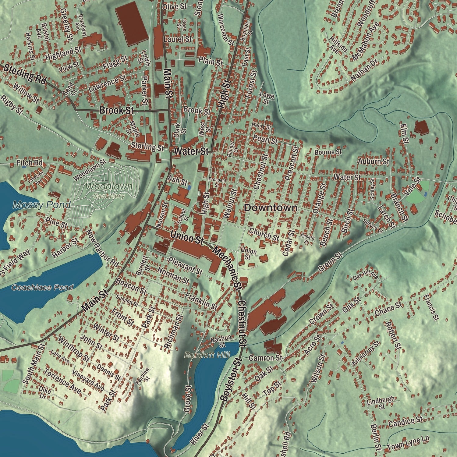 Street and neighborhood detail from the Clinton, Massachusetts map
