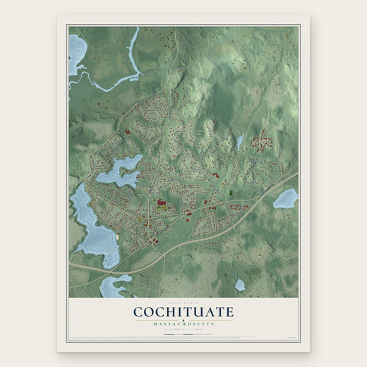 Cochituate, Massachusetts map print, the full design
