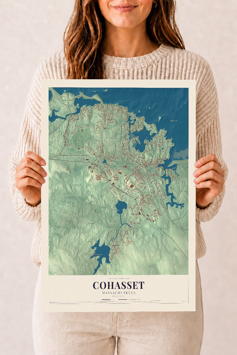 Cohasset, Massachusetts map print - 12 x 18 archival matte print