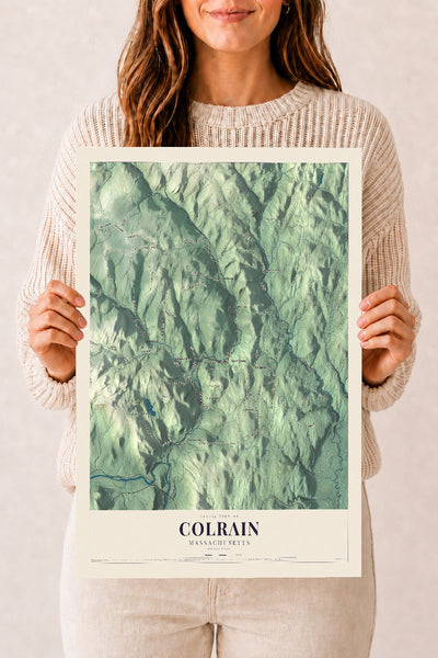 Colrain, Massachusetts map print - 12 x 18 archival matte print