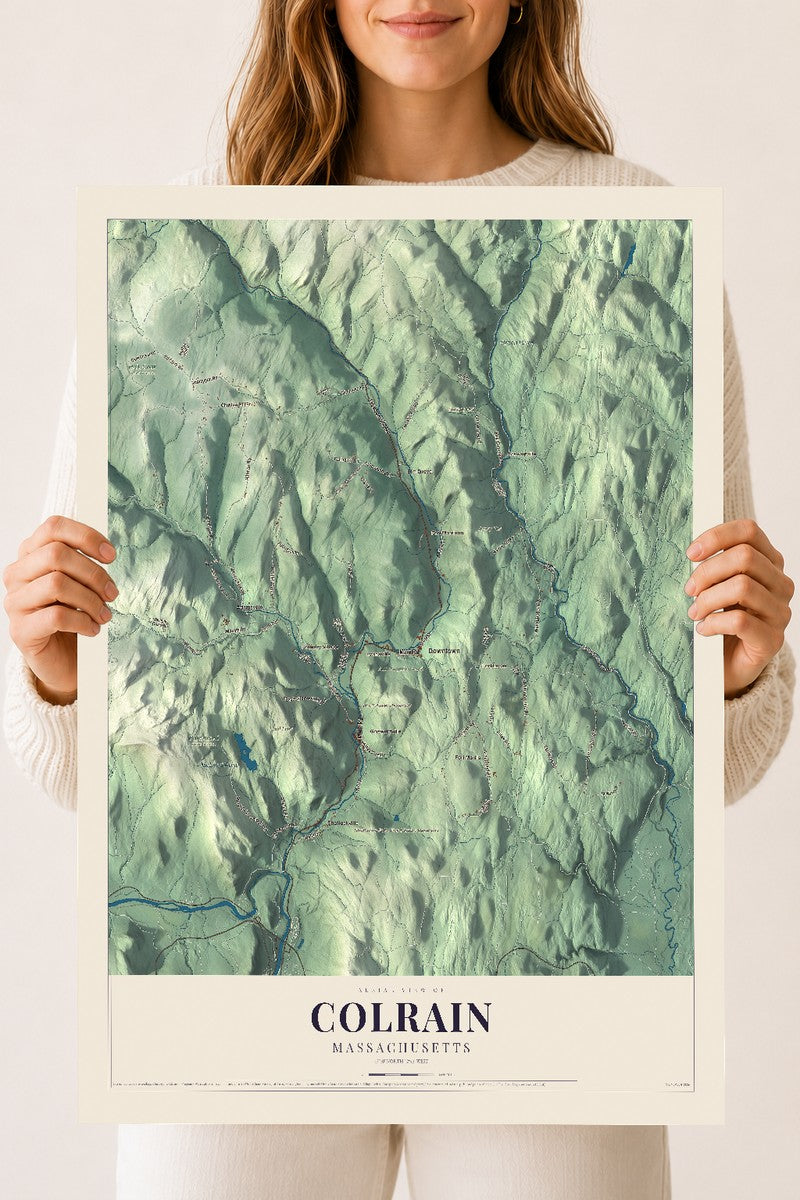 Colrain, Massachusetts map print - 18 x 24 archival matte print